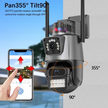 Поворотная IP-камера видеонаблюдения 8 Мп, 4K, два объектива, PTZ, Wi-Fi, сигнализация  оптом-10
