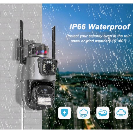 Поворотная IP-камера видеонаблюдения 8 Мп, 4K, два объектива, PTZ, Wi-Fi, сигнализация  оптом-11