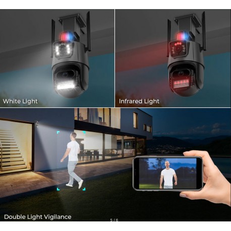 Поворотная IP-камера видеонаблюдения 8 Мп, 4K, два объектива, PTZ, Wi-Fi, сигнализация  оптом-12