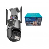 Поворотная IP-камера видеонаблюдения 8 Мп, 4K, два объектива, PTZ, Wi-Fi, сигнализация 