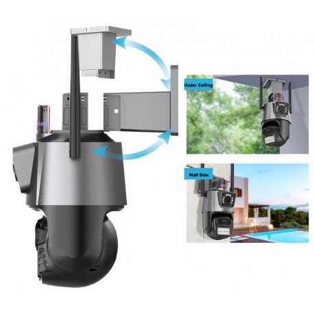 Поворотная IP-камера видеонаблюдения 8 Мп, 4K, два объектива, PTZ, Wi-Fi, сигнализация  оптом-3