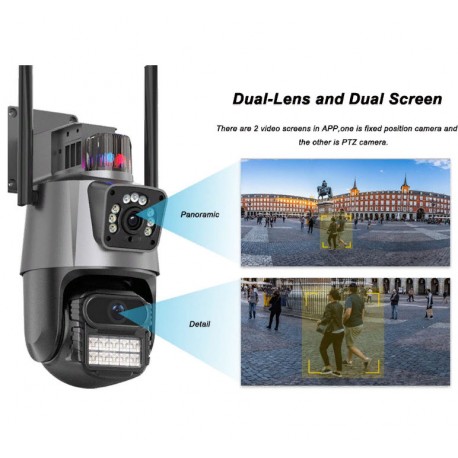 Поворотная IP-камера видеонаблюдения 8 Мп, 4K, два объектива, PTZ, Wi-Fi, сигнализация  оптом-5