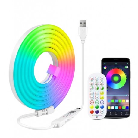 Неоновая светодиодная лента  RGB STRIP LIGHT 1м Bluetooth  оптом