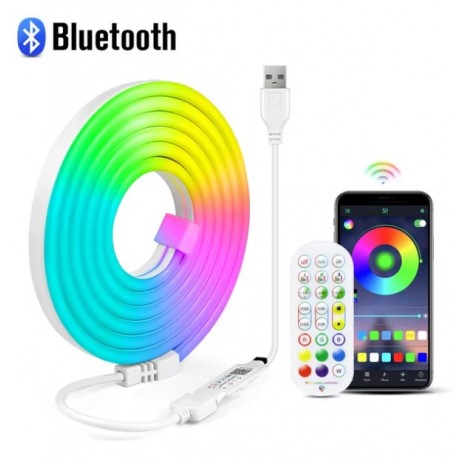 Неоновая светодиодная лента  RGB STRIP LIGHT 1м Bluetooth  оптом-8
