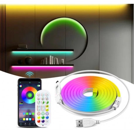 Неоновая светодиодная лента  RGB STRIP LIGHT 1м Bluetooth  оптом-5
