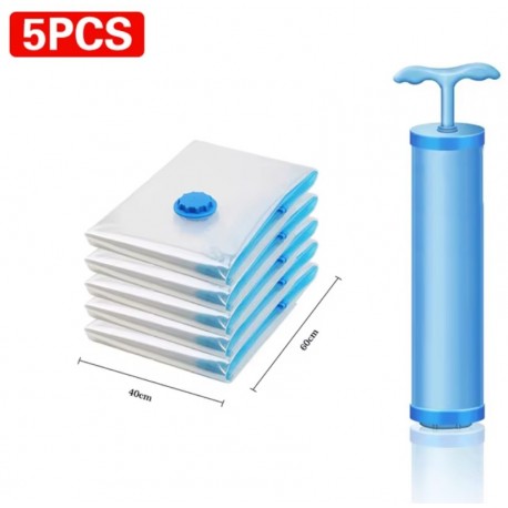 Вакуумные пакеты для хранения вещей с насосом, 5 шт оптом-2