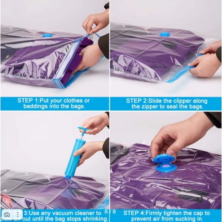 Вакуумные пакеты для хранения вещей с насосом, 5 шт оптом-6