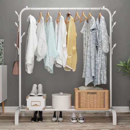 Вешалка напольная для одежды металлическая с полкой для обуви 150 х 110 х 40 см  оптом-1