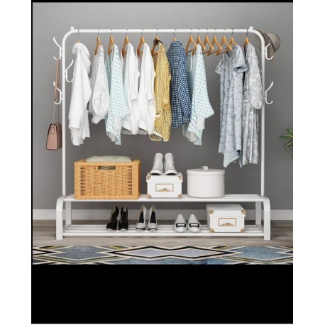 Вешалка напольная для одежды металлическая с полкой для обуви 150 х 110 х 40 см  оптом-3