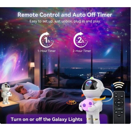 Проектор-ночник звездного неба Космонавт с футбольным мячом, с пультом ДУ-3