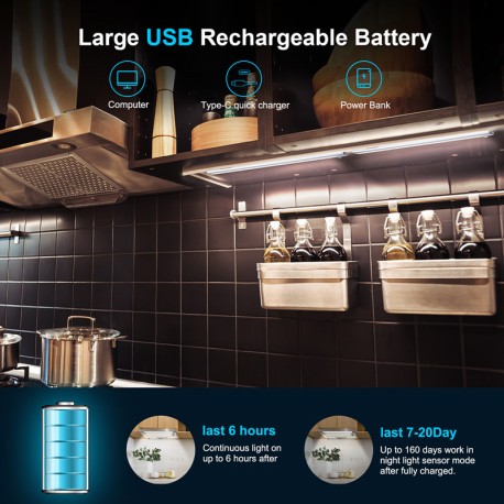 Светодиодный светильник с датчиком движения c USB 20 см  оптом-4