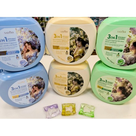 Гель-капсулы для стирки Sadoer 3 в 1 Laundry Gel Beads с ароматом лазурной орхидеи 36 шт оптом-1