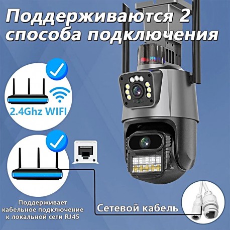 IP камера видеонаблюдения  поворотная VISUAL ANGLE CLOUD WiFi 360 4G 8MP 4K двойной объектив  оптом-2