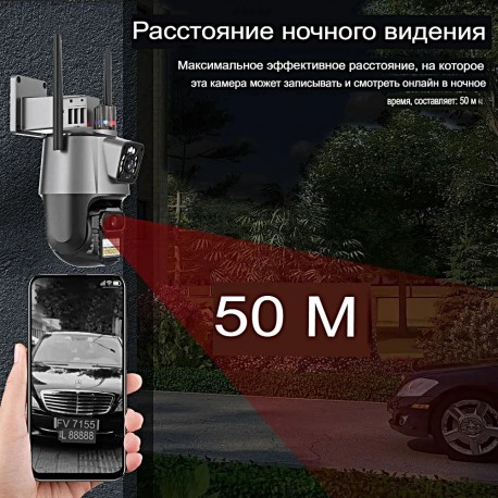 IP камера видеонаблюдения  поворотная VISUAL ANGLE CLOUD WiFi 360 4G 8MP 4K двойной объектив  оптом-6