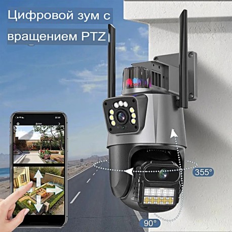IP камера видеонаблюдения  поворотная VISUAL ANGLE CLOUD WiFi 360 4G 8MP 4K двойной объектив  оптом-9