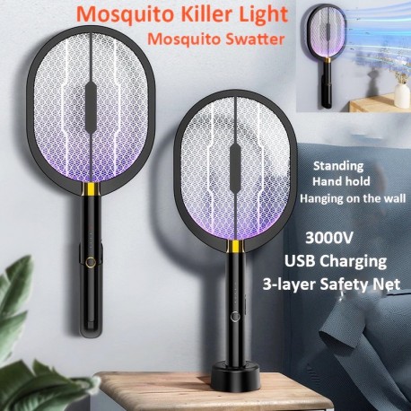 Светодиодная лампа-ловушка Ракетка 3 в 1 для насекомых и комаров  оптом-4