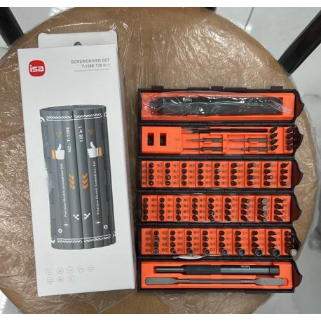 Набор 138 в 1 многоразрядных аккумуляторных отверток ISA T-138E SCREWDRIVER SET-3