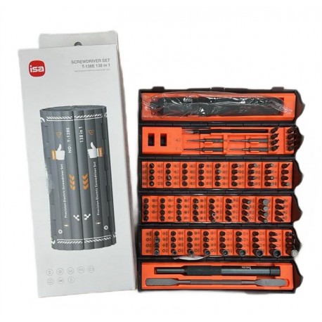 Набор 138 в 1 многоразрядных аккумуляторных отверток ISA T-138E SCREWDRIVER SET-1