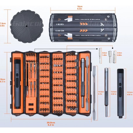 Набор 138 в 1 многоразрядных аккумуляторных отверток ISA T-138E SCREWDRIVER SET-5