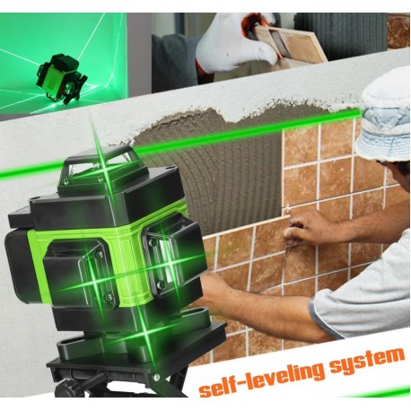 Линейный лазерный уровень 4D GREEN 16 LINE LASER LEVEL самонивелирующийся с 16 лазерами  оптом-8