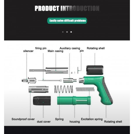 Пневматический гвоздезабивной пистолет для бетона, 100 круглых гвоздей  оптом-5