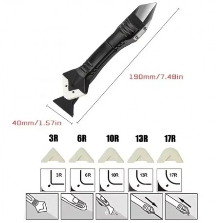 Силиконовый скребок для стекольного герметика с 4 насадками  оптом-7