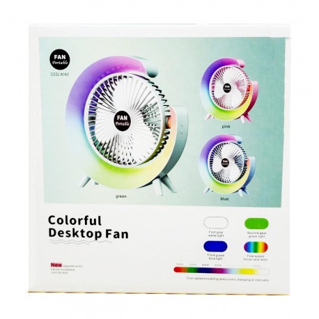 Переносной Портативный Вентилятор Colorful Desktop Fan с подсветкой  оптом-2