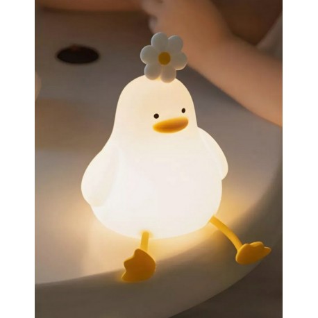 Детский декоративный силиконовый ночник УТЕНОК С РОМАШКОЙ оптом-11