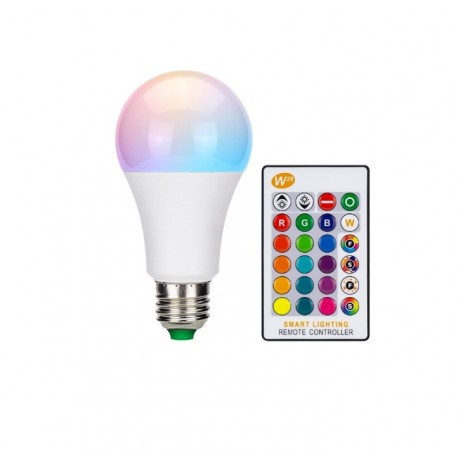 Светодиодная лампочка RGBW с пультом ДУ 9Вт Е27  оптом-2