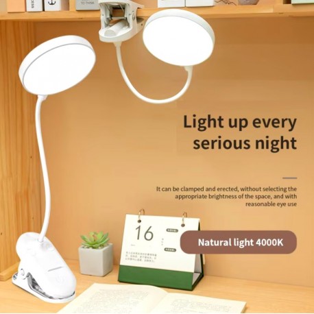 Светодиодная настольная лампа с прищепкой и USB разъемом, круглая  оптом-12