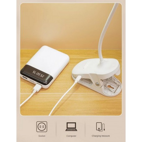 Светодиодная настольная лампа с прищепкой и USB разъемом, круглая  оптом-13