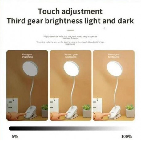 Светодиодная настольная лампа с прищепкой и USB разъемом, круглая  оптом-5