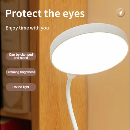 Светодиодная настольная лампа с прищепкой и USB разъемом, круглая  оптом-9