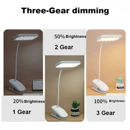 Светодиодная настольная лампа с прищепкой и USB разъемом, прямоугольная  оптом-3