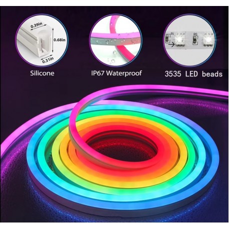 Неоновая светодиодная лента RGBIC Bluetooth 2 м  оптом-4