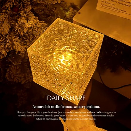 Лампа-проектор квадратная настольная, Пульсация воды с пультом 16 цветов  оптом-5