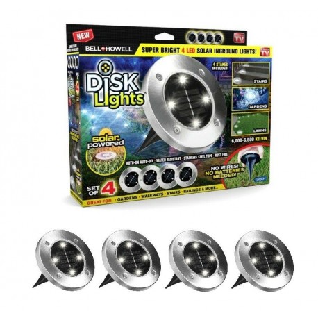 Подсветка на солнечных батареях Disk Lights 4 шт  оптом-1