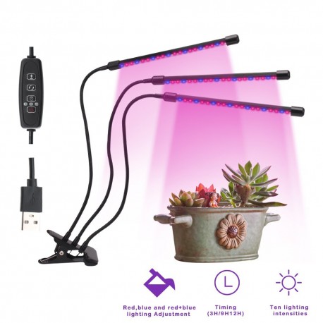 Светодиодная лампа для выращивания растений в помещении Grow Light 3 Head 18W  оптом-3