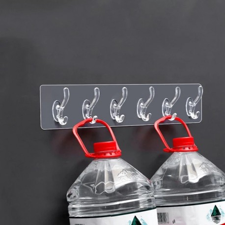 Универсальные крючки самоклеющиеся на пластине 6 крючков  оптом-4