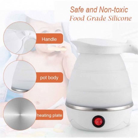 Складной электрический силиконовый мини-чайник  оптом-3