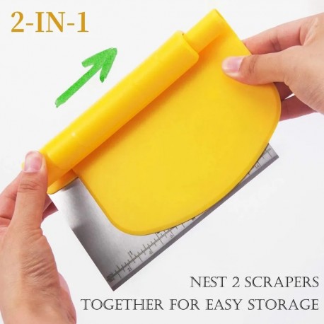 Шпатель и скребок для выпечки и теста 2 в 1, многофункциональный-2