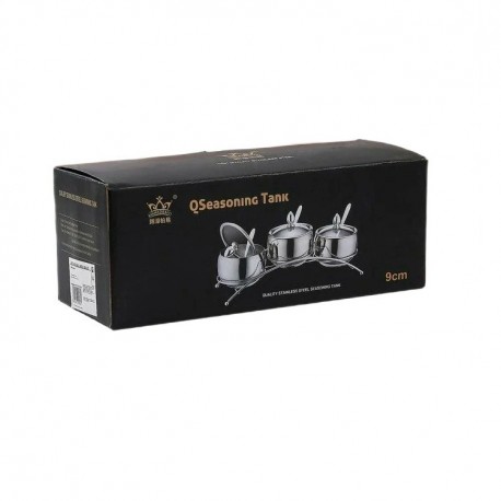 Набор банок для специй из нержавеющей стали QSeasonina Tank на подставке, 3 шт, 280 мл  оптом-2