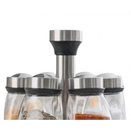 Вращающийся набор стеклянных емкостей для специй на подставке 6 шт-5