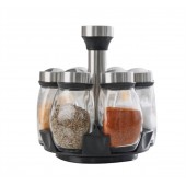 Вращающийся набор стеклянных емкостей для специй на подставке 6 шт