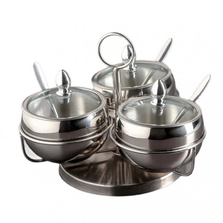 Набор емкостей Seasoning Tank с ложечками на подставке для специй, 3 шт  оптом-1