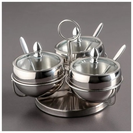 Набор емкостей Seasoning Tank с ложечками на подставке для специй, 3 шт  оптом-3