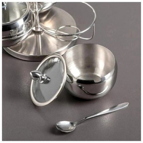 Набор емкостей Seasoning Tank с ложечками на подставке для специй, 3 шт  оптом-4