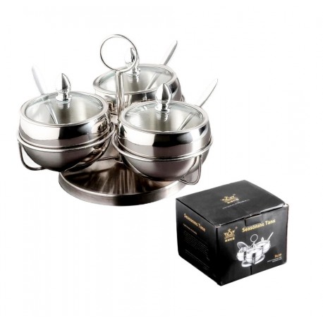 Набор емкостей Seasoning Tank с ложечками на подставке для специй, 3 шт  оптом