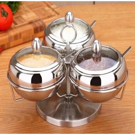 Набор емкостей Seasoning Tank с ложечками на подставке для специй, 3 шт  оптом-5