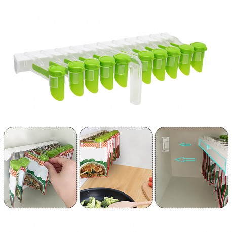 Настенный Кухонный Держатель с зажимами для хранения специй в пакетиках  оптом-2